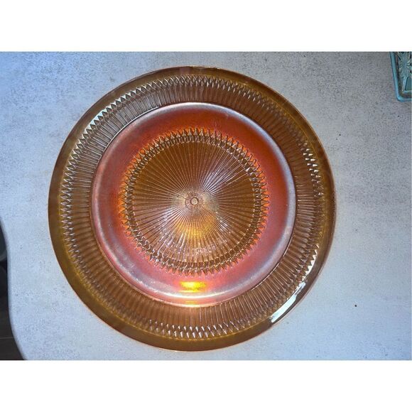 Vintage Jeannette Marigold Sunburst platter 13” flawless cookies burst! - Picture 2 of 16
